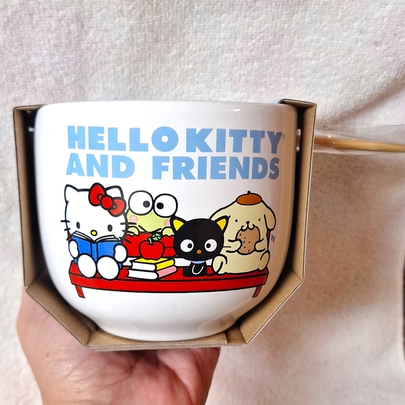 Hello Kitty and Friends Ceramic Bowl w Chopsticks 18 oz - Picture 2 of 7